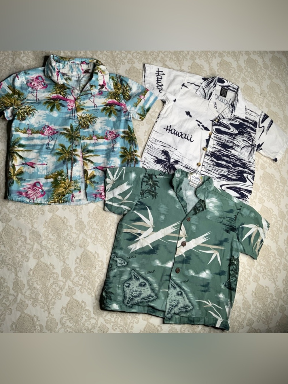 Boys Hawaiian Shirt Bundle 3T-4T Tropical Button Down Flamingo Beach (3)